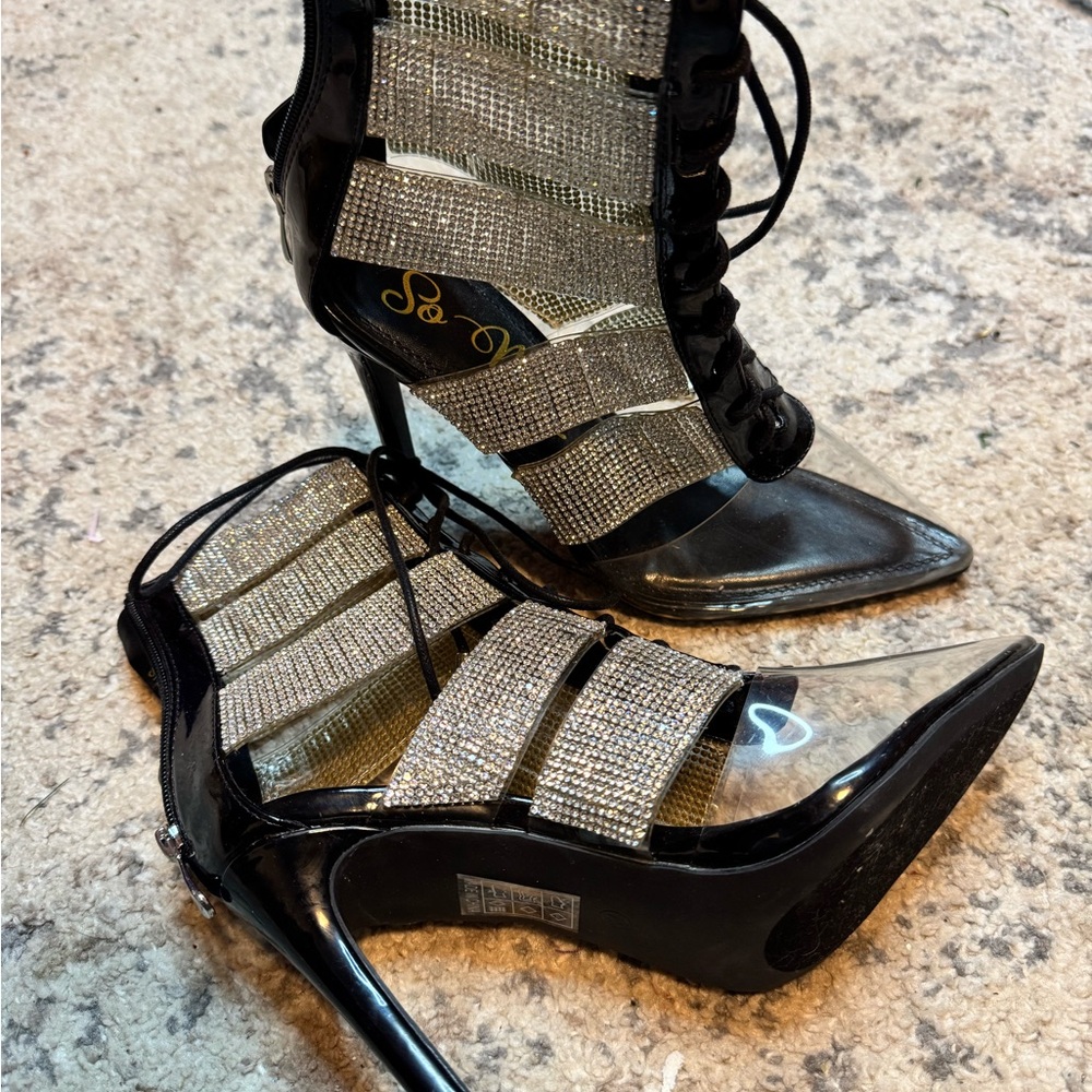 Elegant Black and Silver Women's Heels